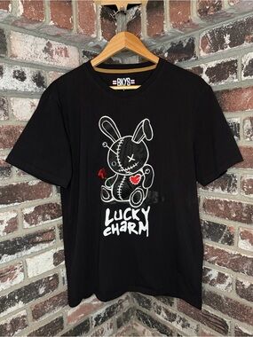 BKYS Lucky Charm Embroidered Voodoo Bunny Graphic Shirt- Size Large